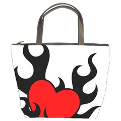 Black And Red Flaming Heart Bucket Bags by TRENDYcouture