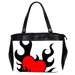 Black And Red Flaming Heart Office Handbags (2 Sides)  by TRENDYcouture