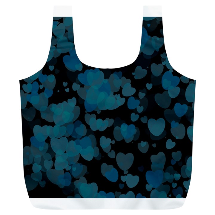 Turquoise Hearts Full Print Recycle Bags (L) 