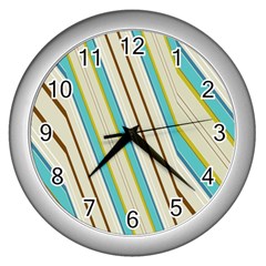 Bent Stripes                                               			wall Clock (silver) by LalyLauraFLM