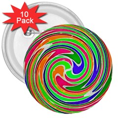 Colorful Whirlpool Watercolors                                                			3  Button (10 Pack) by LalyLauraFLM