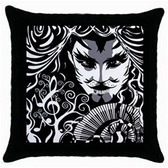 Musical Catman Black Throw Pillow Case by DryInk