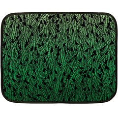 Green Ombre Feather Pattern, Black, Fleece Blanket (mini) by Zandiepants