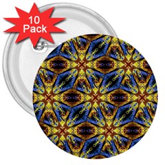 Vibrant Medieval Check 3  Buttons (10 pack) 