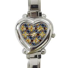 Vibrant Medieval Check Heart Italian Charm Watch