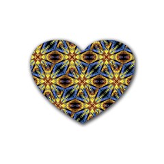 Vibrant Medieval Check Rubber Coaster (Heart) 