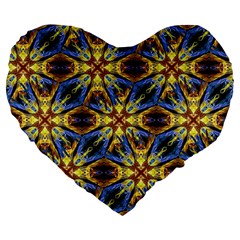 Vibrant Medieval Check Large 19  Premium Flano Heart Shape Cushions