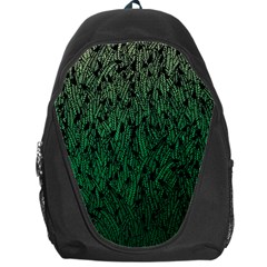 Green Ombre Feather Pattern, Black, Backpack Bag by Zandiepants