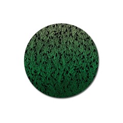 Green Ombre Feather Pattern, Black, Magnet 3  (round) by Zandiepants
