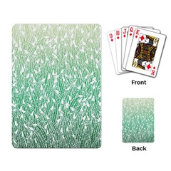 Green Ombre Feather Pattern, White, Playing Cards Single Design by Zandiepants