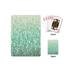 Green Ombre Feather Pattern, White, Playing Cards (mini) by Zandiepants