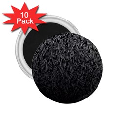 Grey Ombre Feather Pattern, Black, 2 25  Magnet (10 Pack) by Zandiepants