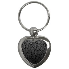 Grey Ombre Feather Pattern, Black, Key Chain (heart) by Zandiepants