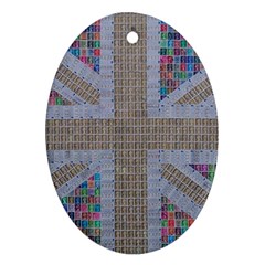 Multicoloured Union Jack Ornament (oval)  by cocksoupart