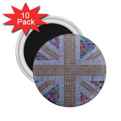 Multicoloured Union Jack 2 25  Magnets (10 Pack)  by cocksoupart