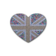 Multicoloured Union Jack Rubber Coaster (heart)  by cocksoupart