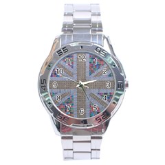 Multicoloured Union Jack Stainless Steel Analogue Watch by cocksoupart