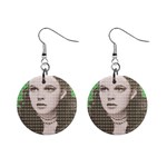 Over the rainbow - Green Mini Button Earrings Front