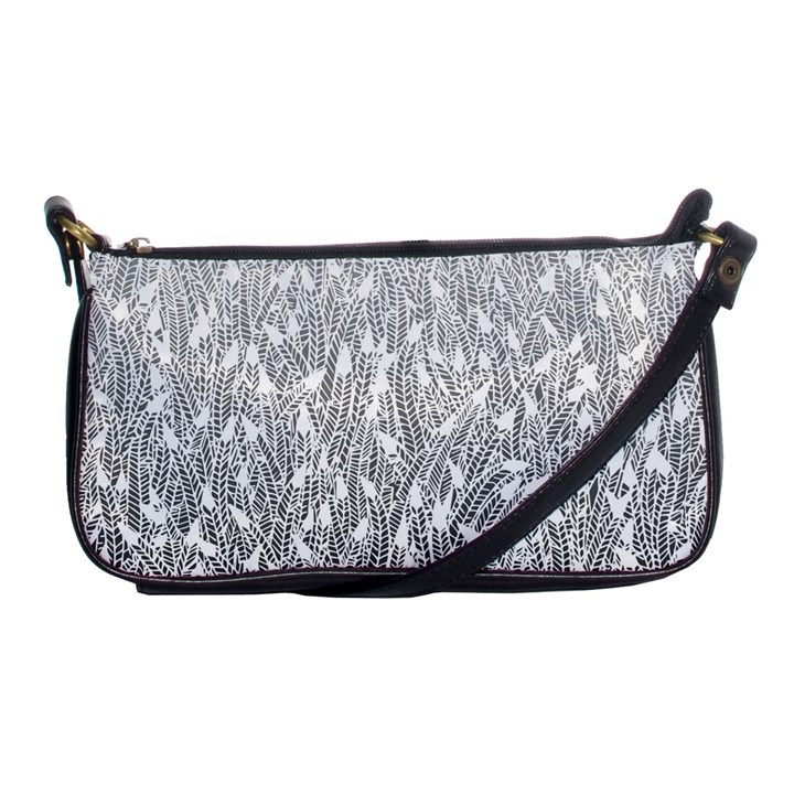 Grey Ombre feather pattern, white, Shoulder Clutch Bag