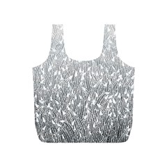 Grey Ombre Feather Pattern, White, Full Print Recycle Bag (s)