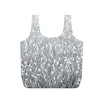 Grey Ombre feather pattern, white, Full Print Recycle Bag (S) Back