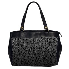 Grey Ombre Feather Pattern, Black, Oversize Office Handbag (2 Sides) by Zandiepants