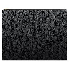 Grey Ombre Feather Pattern, Black, Cosmetic Bag (xxxl) by Zandiepants