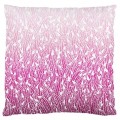 Pink Ombre Feather Pattern, White, Large Flano Cushion Case (one Side) by Zandiepants