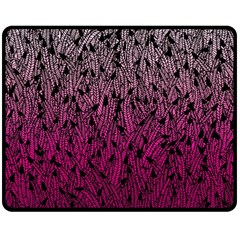 Pink Ombre Feather Pattern, Black, Double Sided Fleece Blanket (medium) by Zandiepants