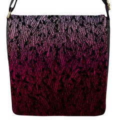 Pink Ombre Feather Pattern, Black, Flap Closure Messenger Bag (s) by Zandiepants
