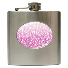 Pink Ombre Feather Pattern, White, Hip Flask (6 Oz) by Zandiepants