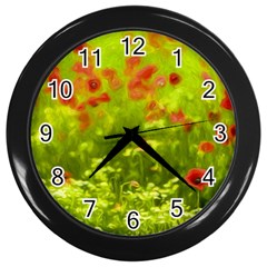 Poppy I Wall Clocks (black) by colorfulartwork