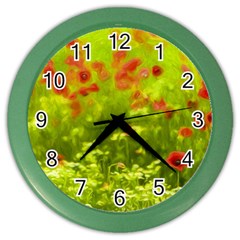 Poppy I Color Wall Clocks by colorfulartwork