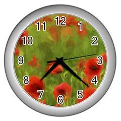 Poppy Ii - Wonderful Summer Feelings Wall Clocks (silver)  by colorfulartwork