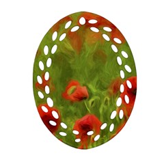 Poppy Ii - Wonderful Summer Feelings Oval Filigree Ornament (2-side)  by colorfulartwork