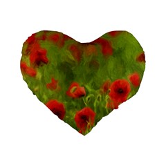 Poppy Ii - Wonderful Summer Feelings Standard 16  Premium Heart Shape Cushions by colorfulartwork