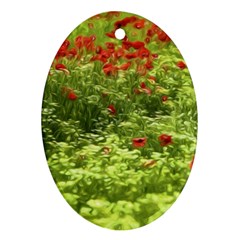 Poppy V Ornament (oval)  by colorfulartwork