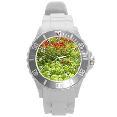 Poppy V Round Plastic Sport Watch (l) by colorfulartwork