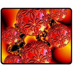 Flame Delights, Abstract Crimson Red Fire Fractal Double Sided Fleece Blanket (medium)  by DianeClancy