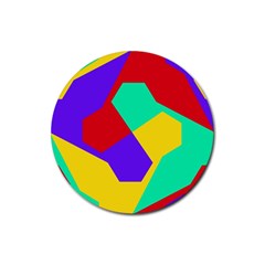 Colorful Misc Shapes                                                  			rubber Round Coaster (4 Pack) by LalyLauraFLM
