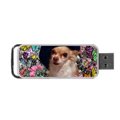 Chi Chi In Butterflies, Chihuahua Dog In Cute Hat Portable Usb Flash (two Sides) by DianeClancy