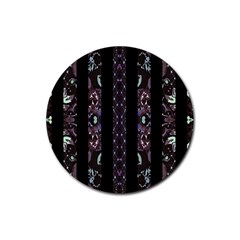 Oriental Floral Stripes Rubber Round Coaster (4 Pack)  by dflcprints