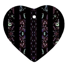 Oriental Floral Stripes Heart Ornament (2 Sides) by dflcprints