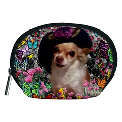 Chi Chi In Butterflies, Chihuahua Dog In Cute Hat Accessory Pouches (medium)  by DianeClancy