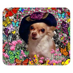 Chi Chi In Butterflies, Chihuahua Dog In Cute Hat Double Sided Flano Blanket (small)  by DianeClancy