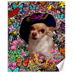 Chi Chi In Butterflies, Chihuahua Dog In Cute Hat Canvas 11  X 14   by DianeClancy