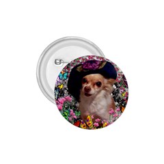 Chi Chi In Butterflies, Chihuahua Dog In Cute Hat 1 75  Buttons by DianeClancy