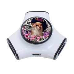 Chi Chi In Flowers, Chihuahua Puppy In Cute Hat 3-port Usb Hub by DianeClancy