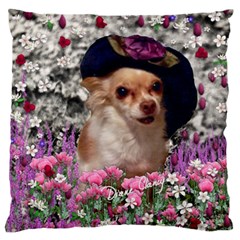 Chi Chi In Flowers, Chihuahua Puppy In Cute Hat Standard Flano Cushion Case (one Side) by DianeClancy