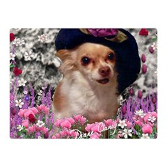 Chi Chi In Flowers, Chihuahua Puppy In Cute Hat Double Sided Flano Blanket (mini)  by DianeClancy